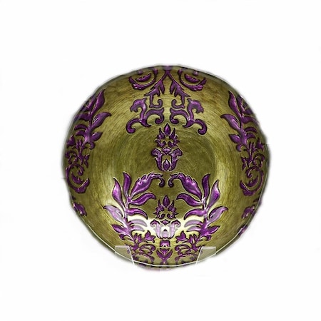 Damask 7.5 In. Green Purple Bowl, 4PK